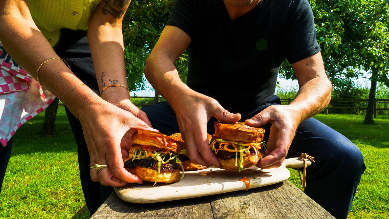 Burger Bun with Confit Shortrib in Korean Glaze and Coleslaw