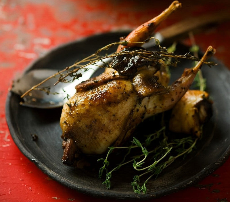 Partridge with chanterelles and celery puree