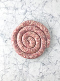 PORC MÉNAPIEN : saucisse fermière aux herbes, coupée à la main